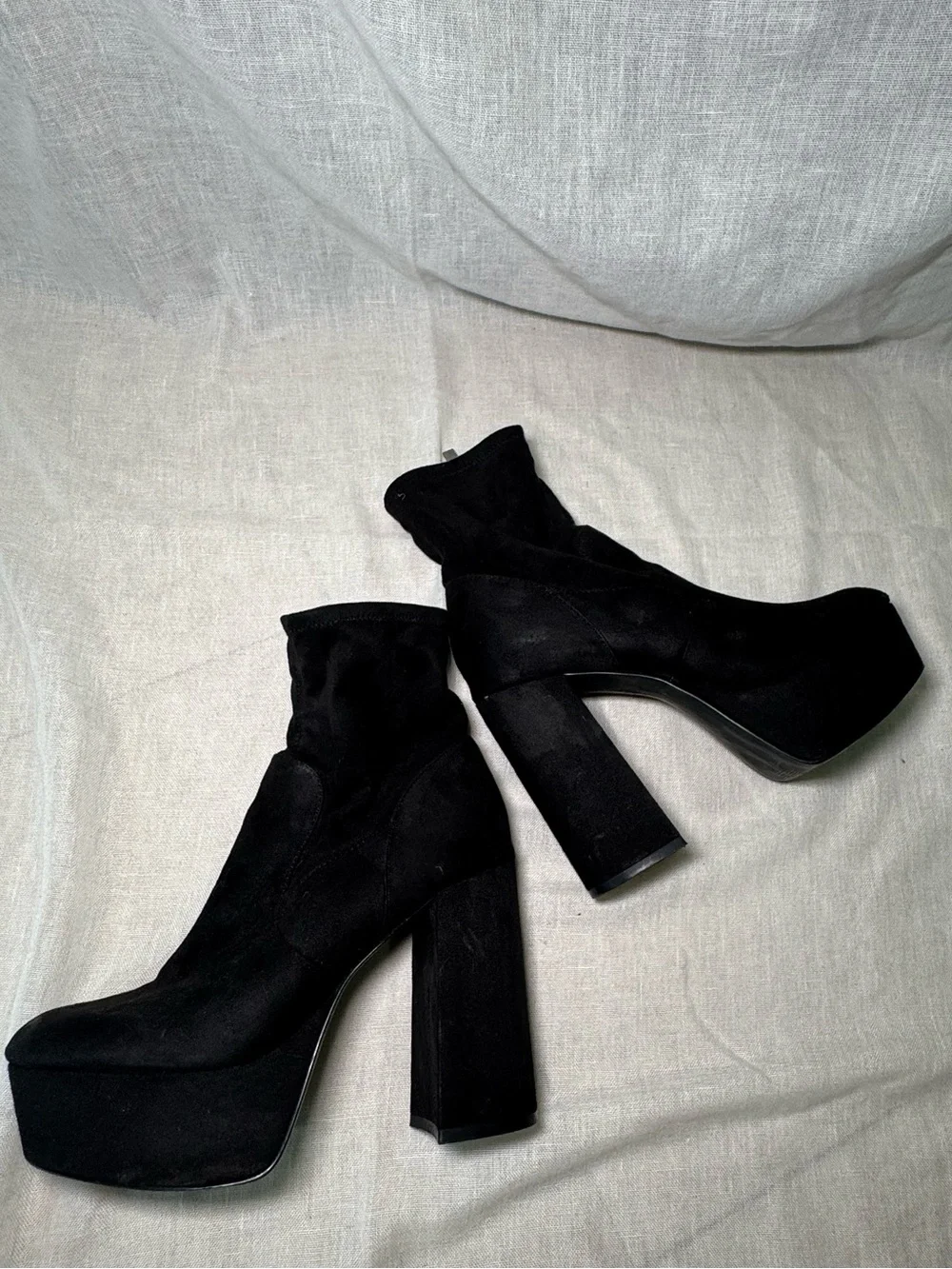 Women's Black Platform Block Heel Ankle Boots